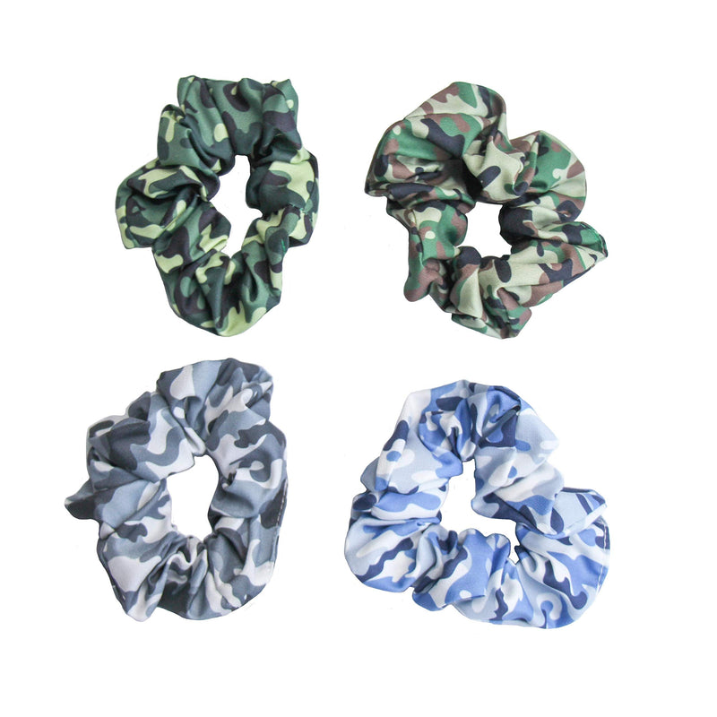 Happie Hare Scrunchies - Cotton Rounds Elastic Hair Bands - Scrunchy Hair Ties - Girls Hair Accessories - Gifts for Women (4 Pack, Camo) Happie Hare