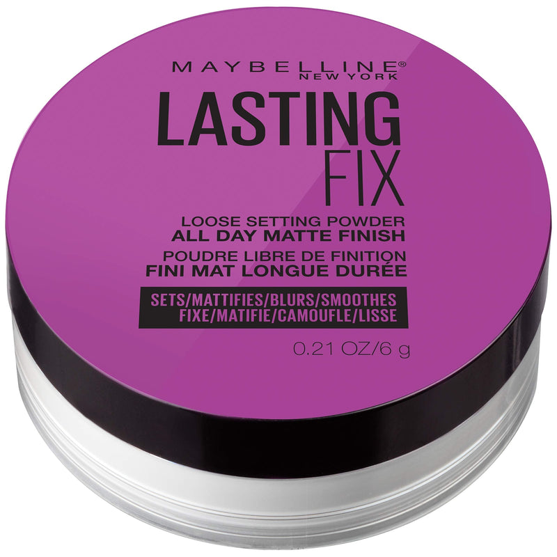 Maybelline Facestudio Lasting Fix Setting + Perfecting Loose Powder Makeup, All Day Matte Wear, Minimizes Shine, Sets Foundation Makeup, Translucent, 0.21 oz. Maybelline New York