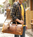 Leather Duffel Bag & Toiletry Bag Combo - The Best Masculine Travel Gift For Men Rustic Town Store