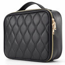 Travel Makeup Bag, Make up Bag for Women, Large Leather Cosmetic Bag Travel Toiletry Bag for Girls Make Up Bag Brush Organizer Bags (Quilted Black) Stagiant