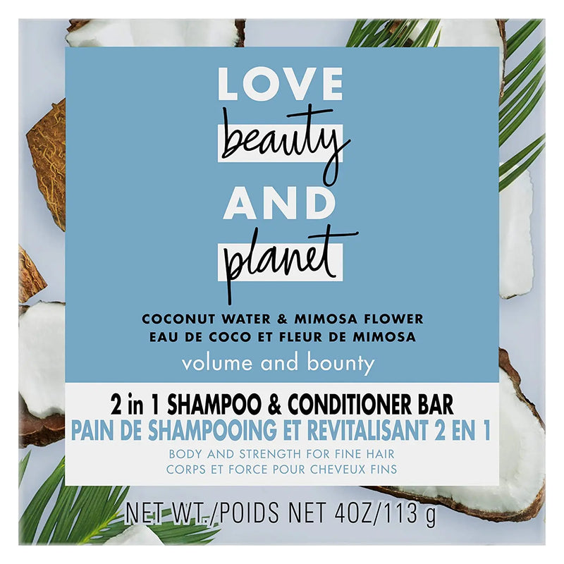 Love Beauty And Planet Volume and Bounty 2 in 1 Shampoo and Conditioner Bar for Thinning Hair Coconut Water & Mimosa Flower Body and Strength 4.0 oz Love Beauty And Planet Store