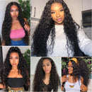 ISEE Hair Transparent Lace Front Wigs Human Hair Deep Wave Wigs 150% Density Deep Curly 13X4 Lace Frontal Human Hair Wigs for Black Women Pre Plucked with Baby Hair Natural Color (16 Inch) ISEE