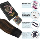 GOO GOO Halo Hair Extensions Human Hair, Natural Black Mixed Chesnut Brown 70g 12 Inch Real Hair Extensions Natural Layered Hair Extensions Invisible Fish Line Straight Hairpiece GOO GOO Store