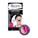 Bioré Charcoal, Deep Cleansing Pore Strips, Nose Strips for Blackhead Removal on Oily Skin, with Instant Blackhead Removal and Pore Unclogging, 6 Count, Features Natural Charcoal, 3x Less Oil Bioré