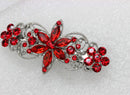 Faship Gorgeous Red Rhinestone Crystal Flora Hair Barrette Clip Faship
