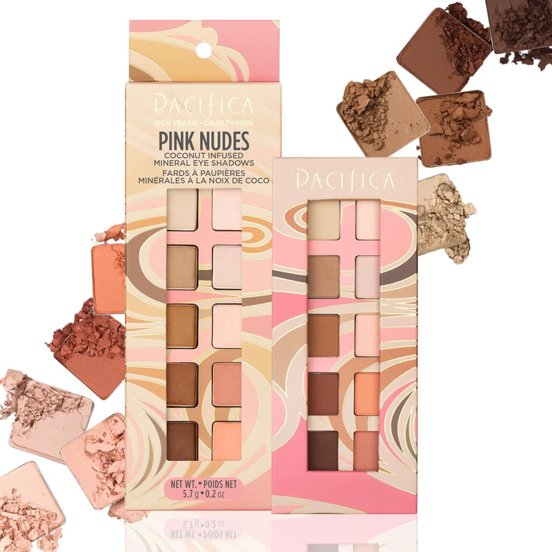 Pacifica Cocoa Nudes Mineral Eyeshadow Palette – 10 Shades Eye Makeup Naked Mineral Eye Shadow - Earth-Tone Rich Chocolate & Praline Neutral Talc-Free Highly Pigmented Cocoa Butter Clean Beauty Vegan Infinity Warehouse