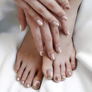 This Season's Colors | Glitter Sequin Nail Polish Strips based on Fashion Reports w/ Reusable Glass Crystal File | Salon Quality Nail Supplies | Manicure & Pedicures For Women, Kids, & Teens (Gold Glitter French Tips) This Season's Colors