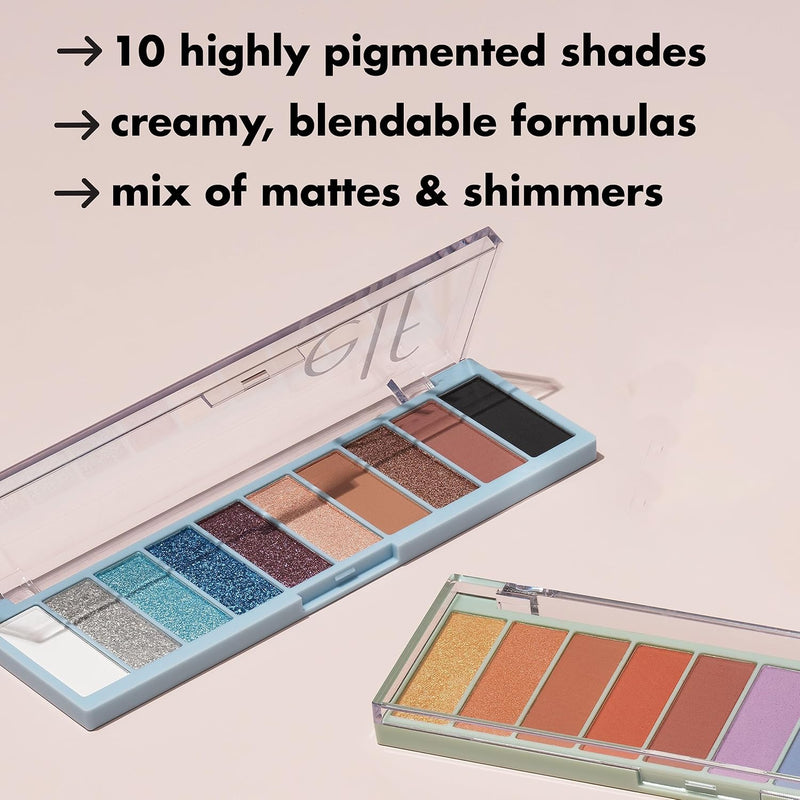 e.l.f. Perfect 10 Eyeshadow Palette, Ten Ultra-pigmented Blue & Purple Metallic Shades, Blendable Formula, Vegan & Cruelty-Free, Intergalactic - Infinity Warehouse
