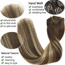 GOO GOO Hair Extensions Clip in Human Hair Balayage Chocolate Brown to Honey Blonde 14 Inch 120g 7pcs Remy Clip in Hair Extensions Real Natural Hair Straight Thick Hair GOO GOO