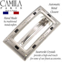 Camila Paris GA252 2.5 Inch Square Hair Barrette Clip Metal Silver, French Hair Accessories for Women, Handmade with Swarovski Crystals Stones. Styling Girls Hair Ornaments. Made in France Camila