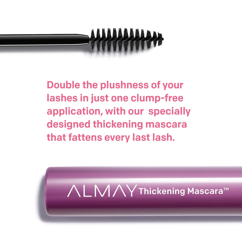 Almay Thickening Mascara with Aloe and Vitamin B5, Hypoallergenic, Cruelty Free, -Fragrance Free, Ophthalmologist Tested, 402 Black Almay