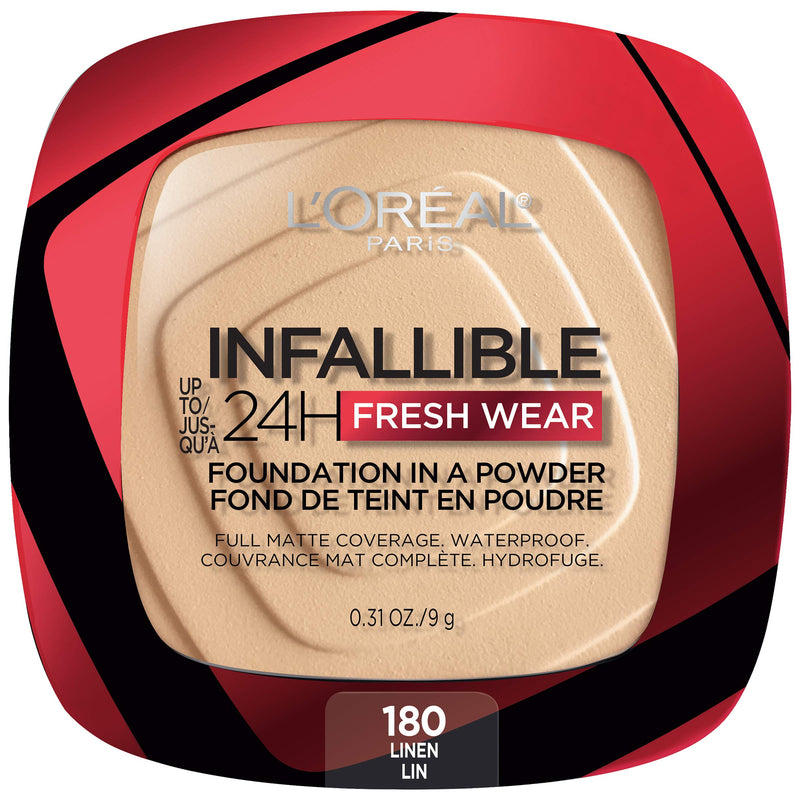 L'Oreal Paris Makeup Infallible Fresh Wear Foundation in a Powder, Up to 24H Wear, Linen, 0.31 oz. L'Oreal Paris