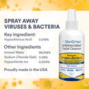 SkinSmart Antimicrobial Facial Cleanser Spray to Remove Viruses and Bacteria Around Eyes, Nose and Mouth, Fight Maskne, 8 oz Spray Non-Irritating Hypochlorous Spray SkinSmart Antimicrobial