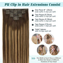 GOO GOO PU Clip in Hair Extensions Human Hair 22 Inch Ombre Chocolate Brown to Caramel Blonde Seamless Hair Extensions Clip in 150g 7pcs Straight Natural Remy Hair Extensions with PU Clips for Women GOO GOO Store