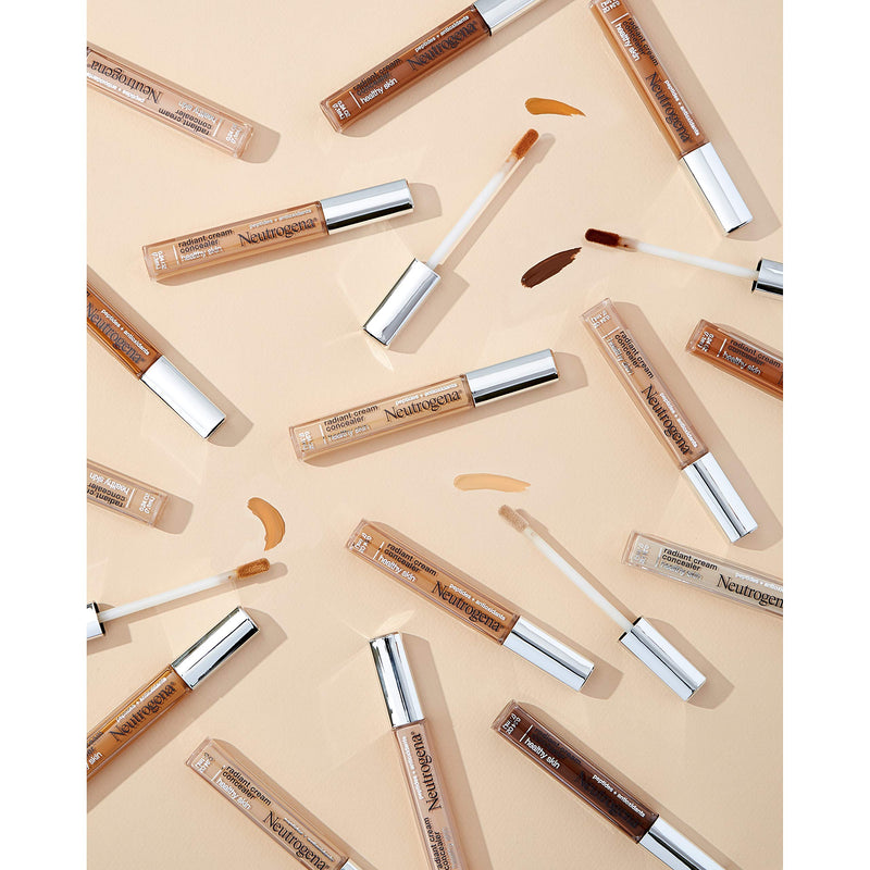 Neutrogena Healthy Skin Radiant Brightening Cream Concealer with Peptides & Vitamin E Antioxidant, Lightweight Perfecting Concealer, Non-Comedogenic, Ivory Light 01 with neutral undertones, 0.24 oz Neutrogena