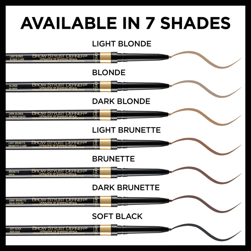 L'Oreal Paris Makeup Brow Stylist Definer Waterproof Eyebrow Pencil, Ultra-Fine Mechanical Pencil, Draws Tiny Brow Hairs and Fills in Sparse Areas and Gaps, Dark Brunette, 0.11 Ounce (Pack of 2) L'Oreal Paris