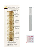 This Season's Colors | Glitter Sequin Nail Polish Strips based on Fashion Reports w/ Reusable Glass Crystal File | Salon Quality Nail Supplies | Manicure & Pedicures For Women, Kids, & Teens (Gold Glitter French Tips) This Season's Colors