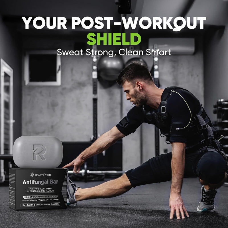 Roycederm Antifungal Soap Bar - Helps with Athlete’s Foot, Jock Itch, Ringworm for Active Skin - Relieves Itching Burning Scaling and Discomfort with Tea Tree Oil, Charcoal & Volcanic Ash Infinity Warehouse