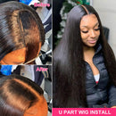 UNice Hair U Part Human Hair Wigs Straight Hair Middle Part Wig for Black Women, Brazilian Virgin Hair Glueless U Shape Clips in Half Wig 150% Density 22inch UNICE Store