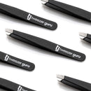 Tweezer Guru Tweezers for Eyebrows - 1 Pack Slant Tip Professional Stainless Steel Eyebrow Tweezers for Women & Men - Great Precision on Brow, Facial Hair & Ingrown Hair (Black) TWEEZER GURU