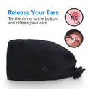 QBA Adjustable Working Cap with Button, Cotton Working Hat Sweatband, Elastic Bandage Tie Back Hats for Women & Men, One Size (Black + Deep Blue + Khaki) QBA