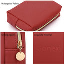 Gonex Small Makeup Bag for Purse PU Vegan Leather Travel Cosmetic Pouch Toiletry Bag for Women Girls Gifts with Gift Box Portable Water-Resistant Daily Storage Organzier Burgundy Gonex Store