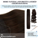 GOO GOO Human Hair Extensions Chocolate Brown,100g Halo Hair Extensions 20 Inch Straight Real Hair Extensions with Fish Line Invisible Wire Hidden Crown Hair Extensions Layered Hairpiece for Women GOO GOO Store