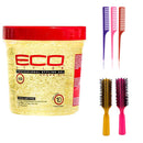 Eco Style Styling Gel, Argan Oil, 24 Ounce (Including 3 Piece Rat Tail Hair Comb Set & 2 pc Colorful Handle Nylon Bristles Brushes) Eco Styler Hair Gel & Styling Tools Kit Eco Style