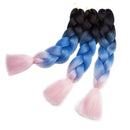 Ombre Jumbo Braiding Hair 24 inch Jumbo Braid Hair Extensions Jumbo Box Braids Crochet Hair Long for Women Kids DIY High Temperature Synthetic Fiber 3 Tones Black+ Blue+ Pink 6 Bundles Benehair