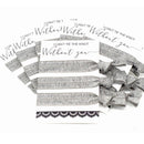 Bachelorette Hair Ties Set No Crease Ribbon Elastics Ouchless Ponytail Holders Hair Bands for Bachelorette Gift Bridesmaid Gift Bride Showers (6 Pack, Glitter Grey) Mebel Lola
