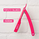 Barber Straight Razor - Stainless Steel Straight Edge Razor with 10 Derby Premium Blades (Pink) GRAVITY RAZORS Store