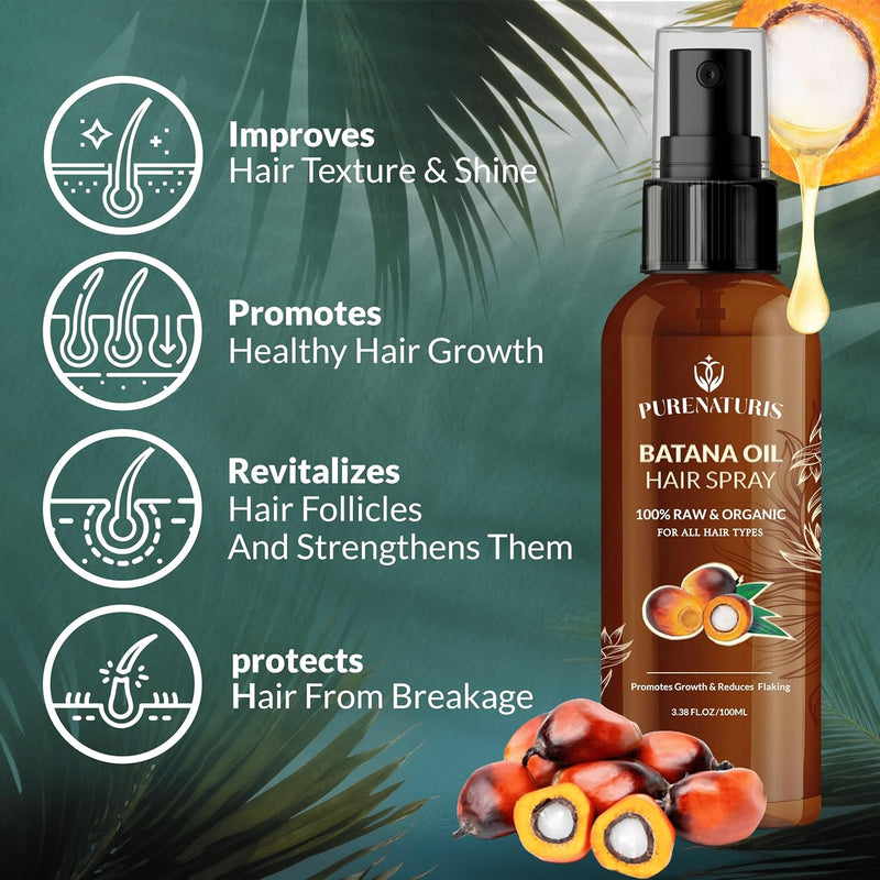 100% Natural Raw Organic Batana Oil Sulfate-Free Complete Hair Growth , Anti-Hair Loss & Repair System Kit – Shampoo, Conditioner, Hair Mask, & Leave-In Spray | Thickness & Prevents Loss for Men Women Infinity Warehouse