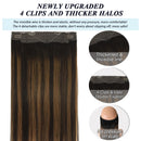 GOO GOO Human Hair Extensions Halo Hair Balayage Dark Brown to Chestnut Brown Straight 20 Inch 110g Natural Real Hair Extensions Hidden Crown Wire Extensions Invisible Hairpiece Transparent Fish Line GOO GOO Store