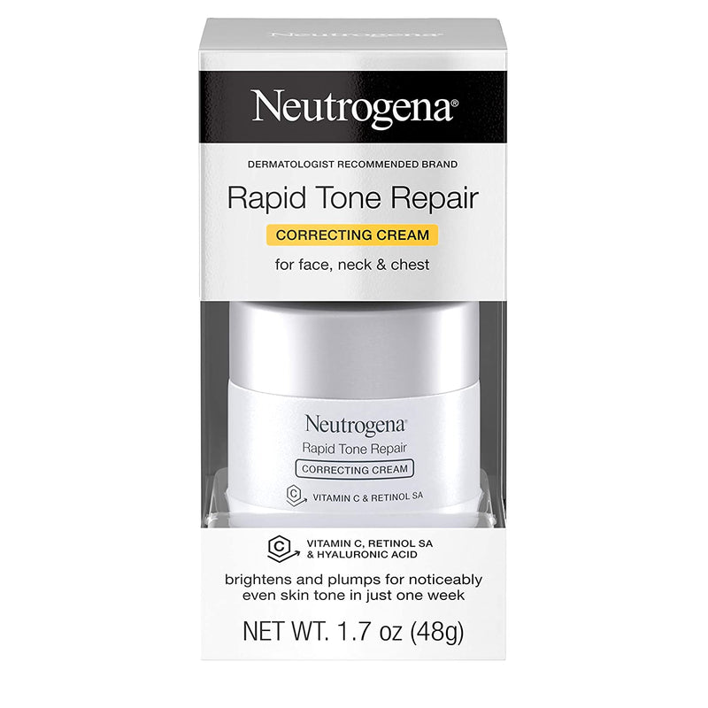 Neutrogena Rapid Tone Repair Vitamin C Brightening Correcting Cream, Tone Evening Face, Neck, and Chest Cream with Vitamin C, Retinol, and Hyaluronic Acid for Dark Spots and Wrinkles 1.7 oz Neutrogena Store