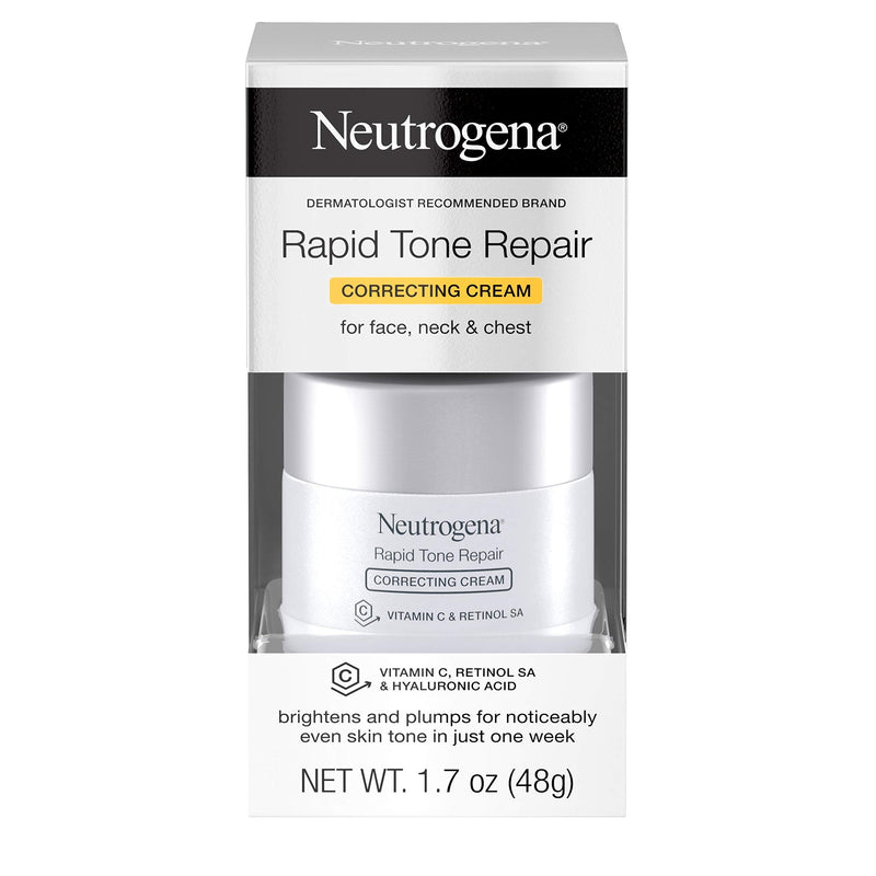 Neutrogena Rapid Tone Repair Retinol + Vitamin C Correcting Cream, Tone Evening Face & Neck Cream with Vitamin C, Retinol & Hyaluronic Acid for Dark Spots, Fine Lines & Wrinkles, 1.7 oz Neutrogena