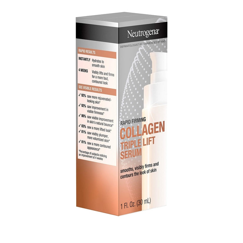 Neutrogena Rapid Firming Collagen Triple Lift Face Serum, Hydrating Serum with Collagen & AHP Amino Acid to visibly Firm & Smooth Skin, Lightweight, Mineral Oil- & Dye-Free, 1 fl. oz Neutrogena