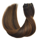 GOO GOO Human Hair Extensions Clip in Balayage Dark Brown to Chestnut Brown 16 Inch 120g 7pcs Remy Clip in Hair Extensions Real Natural Hair Extensions Straight Thick GOO GOO Store