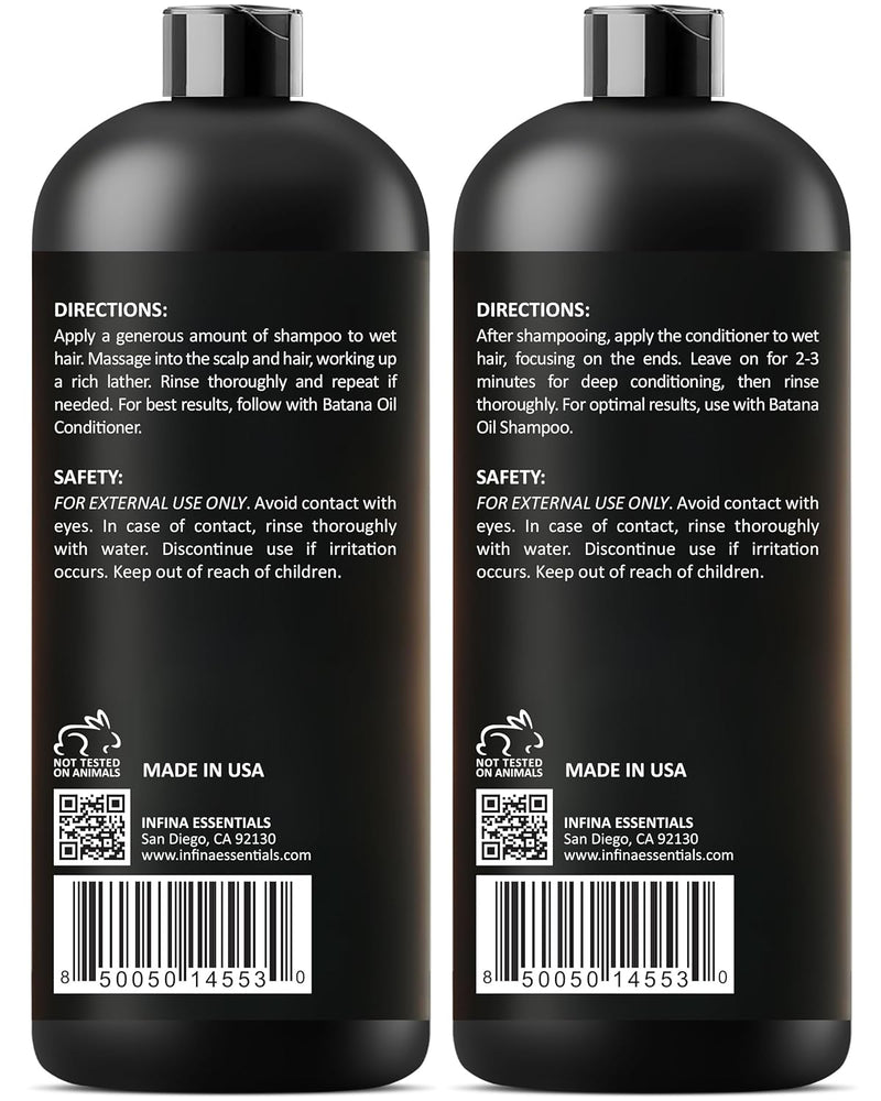 Batana Oil Shampoo and Conditioner Set - Biotin & Tea Tree Oil for Hair Growth & Thickness - Moisturizing & Nourishing Shampoo for Thinning Hair for Men & Women - 16 fl oz Each Infinity Warehouse