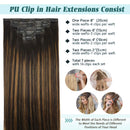 GOO GOO Seamless Hair Extensions Clip in Human Hair 20 Inch Balayage Dark Brown to Chestnut Brown 7pcs 150g PU Clip in Hair Extensions Remy Thick Hair Extensions for Full Head GOO GOO