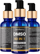 Zenrenu DMSO Cream 99.995% Pure Pharmaceutical Grade - 40-in-1 Advanced Formula -12 Essential Oils, Arnica, Aloe Vera, MSM - Fast-Absorbing Joint & Muscle Cream – 2 oz Glass Pump Bottle – Made in USA Infinity Warehouse