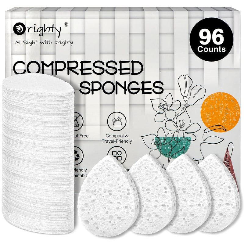 ORIGHTY 96 Count Facial Sponges for Cleansing, 100% Natural Cellulose Facial Sponges for Washing face, Compressed Cosmetic Spa Face Sponge for Exfoliating Mask, Makeup Removal Infinity Warehouse