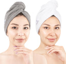 American Soft Linen 100% Cotton Hair Towels for Women, Head Towel Cap, Cotton Hair Turban Towel Wrap for Long Curly Anti Frizz Hair, Soft and Absorbent Cotton Hair Towels 2 Pack, Purple-Black Infinity Warehouse
