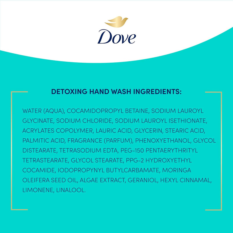 Dove Prebiotic Boost Hand Wash Gentle Detox 4 Count for Lasting Softness, with Marine Algae & Adaptogen, 12 oz Infinity Warehouse