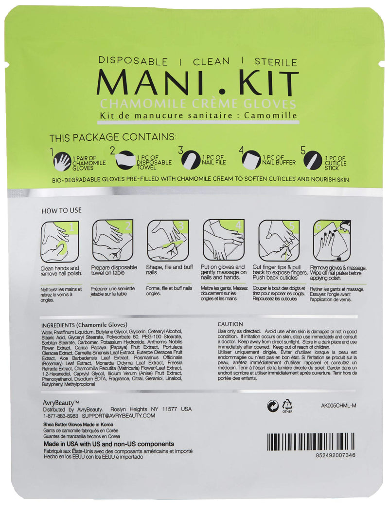 AvryBeauty All-In-One Mani Kit with Chamomile Gloves, 1 ct. AVRYBEAUTY