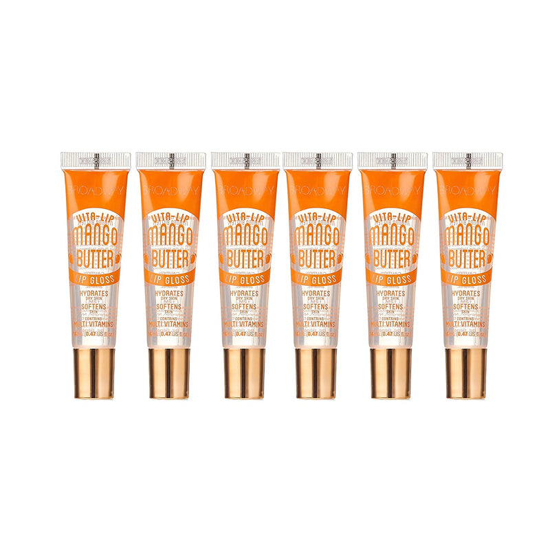 6-PACKS Kiss Broadway Clear Lip Gloss (Mango Butter) Broadway