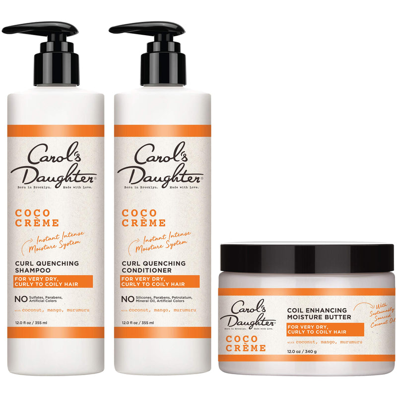 Curly Hair Products Gift Set by Carol's Daughter, Coco Creme Sulfate Free Shampoo and Conditioner Set with Silicone Free Hair Butter, for Very Dry Curly Hair, with Coconut Oil and Mango Butter Carol's Daughter