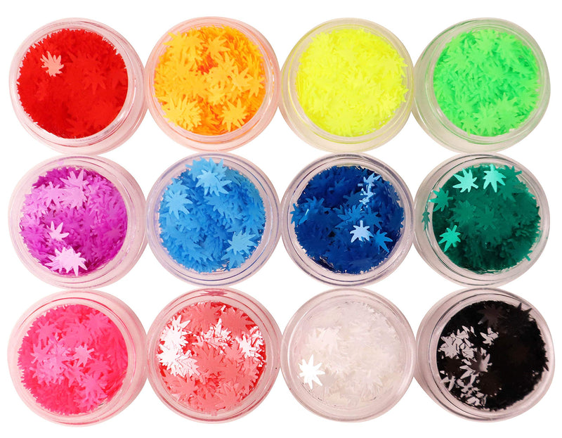 Matte - Rainbow Multicolored - Leaf Glitter - Sample Pack - Solvent Resistant & Cosmetic Grade - Festival Rave Makeup Face Body Nails Resin Arts & Crafts - Weed, Pot Electric Bliss Beauty