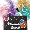 Chunky Cosmetic Holographic Glitter I Body, Face & Hair Safe I 16 Pack + 1 Glitter Glue SoJourner Bags