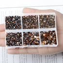 AD Beads 4300 Pieces Flat Back Nail Art Rhinestones Round Beads 6 Sizes (2-6.5mm) with Storage Organizer Box,Rhinestones Picking Pen for Nail Art Phone Decorations Crafts DIY (Smoked Topaz) AD Beads