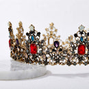 SWEETV Jeweled Baroque Queen Crown - Rhinestone Wedding Tiaras and Crowns for Women, Black Costume Party Hair Accessories with Ruby SWEETV Store